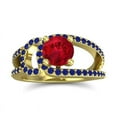 thumbnail image 1 of 2.50 Carat Round Cut Red Ruby & Blue Sapphire Gemstone Fancy Wedding Ring for Women Solid 18K Yellow Gold Size 7 by Diamond-Capitals, 1 of 8