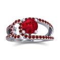 thumbnail image 1 of 2.50 Carat Round Cut Red Ruby & Garnet Gemstone Classic Bridal Ring for her 18K White Gold Size 8.5 by Diamond-Capitals, 1 of 8