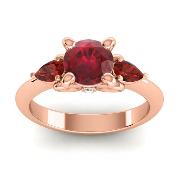 2.50 Carat Round Cut Red Ruby & Garnet Gemstone Wonderful Wedding Ring for Women Solid 18K Rose Gold Size 11 by Diamond-Capitals