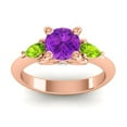 thumbnail image 1 of 2.50 Carat Round Shape Amethyst & Peridot Gemstone Latest Engagement Ring for Fiancee Solid 14K Rose Gold Size 8 by Diamond-Capitals, 1 of 8