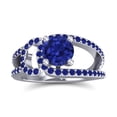thumbnail image 1 of 2.50 Carat Round Shape Blue Sapphire Gemstone Fancy Ring for Birthday Gift 14K White Gold Size 9.5 by Diamond-Capitals, 1 of 8