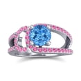 thumbnail image 1 of 2.50 Carat Round Shape Blue Topaz & Pink Sapphire Gemstone Classic Ring for Birthday Gift 14K White Gold Size 9.5 by Diamond-Capitals, 1 of 8