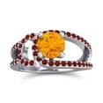 thumbnail image 1 of 2.50 Carat Round Shape Citrine & Garnet Gemstone Classic Ring for Birthday Gift 14K White Gold Size 9.5 by Diamond-Capitals, 1 of 8