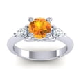thumbnail image 1 of 2.50 Carat Round Shape Citrine Gemstone Natural Diamond Beautiful Three Stone Proposal Ring for Women Solid 14K White Gold Size 8 by Diamond-Capitals, 1 of 8