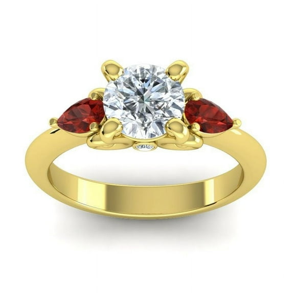 2.50 Carat Round Shape Natural Diamond Garnet Gemstone Charming Ring for Wedding Solid 14K Yellow Gold Size 10.5 by Diamond Capitals