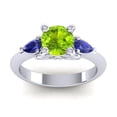 thumbnail image 1 of 2.50 Carat Round Shape Peridot & Blue Sapphire Gemstone Classic 3 Stone Ring for Birthday Gift 14K White Gold Size 9.5 by Diamond-Capitals, 1 of 8