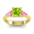 thumbnail image 1 of 2.50 Carat Round Shape Peridot & Pink Sapphire Gemstone Charming Ring for Engagement Solid 14K Yellow Gold Size 10.5 by Diamond-Capitals, 1 of 8