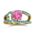 thumbnail image 1 of 2.50 Carat Round Shape Pink Sapphire & Blue Topaz Gemstone Classic Ring for Birthday Gift 14K Yellow Gold Size 9.5 by Diamond-Capitals, 1 of 8