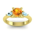 thumbnail image 1 of 2.50 Carat Shiny Round Cut Citrine & Aquamarine Gemstone Engagement Ring for her Solid 18K Yellow Gold Size 5.5 by Diamond-Capitals, 1 of 8