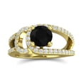 thumbnail image 1 of 2.50 Carat Shiny Round Cut Natural Diamond & Black Onyx Gemstone Engagement Ring for Women 18K Yellow Gold Size 4.5 by Diamond-Capitals, 1 of 8