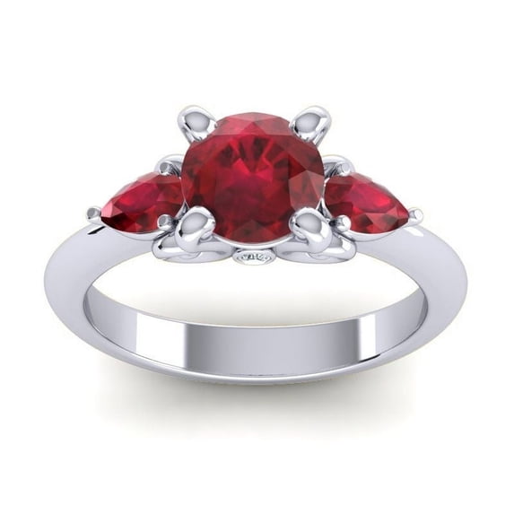 2.50 Carat Shiny Round Cut Red Ruby & Red Ruby Gemstone Wedding Ring for Ladies 18K White Gold Size 4.5 by Diamond-Capitals