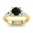 thumbnail image 1 of 2.50 Carat Shiny Round Shape Black Onyx & Aquamarine Gemstone Proposal Ring for Ladies Solid 14K Yellow Gold Size 8 by Diamond-Capitals, 1 of 8