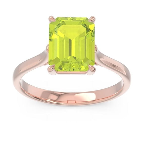 2.50 Carat Stunning Emerald Cut Peridot Gemstone Solitaire Ring for Proposal Gift Solid 18K Rose Gold Size 11.5 by Diamond-Capitals