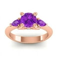 thumbnail image 1 of 2.50 Carat Stunning Round Cut Blue Sapphire & Amethyst Gemstone Anniversary Ring for her Solid 14K Rose Gold Size 4.5 by Diamond-Capitals, 1 of 8