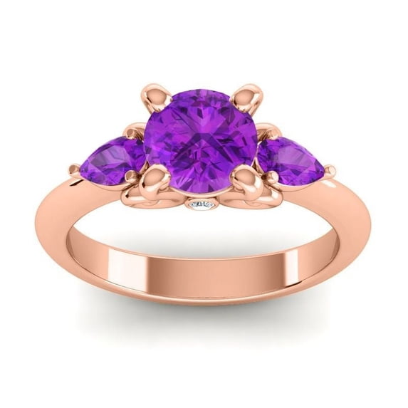 2.50 Carat Stunning Round Cut Blue Sapphire & Amethyst Gemstone Anniversary Ring for her Solid 14K Rose Gold Size 4.5 by Diamond-Capitals