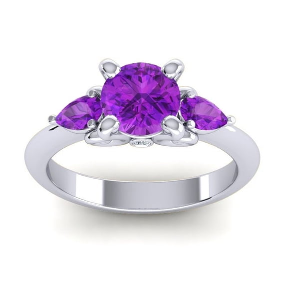 2.50 Carat Stunning Round Cut Blue Sapphire & Amethyst Gemstone Wedding Ring for her 18K White Gold Size 6.5 by Diamond-Capitals