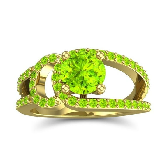 2.50 Carat Stunning Round Cut Peridot Gemstone Engagement Ring for Ladies Solid 18K Yellow Gold Size 10.5 by Diamond-Capitals