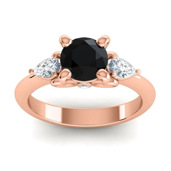 2.50 Carat Stunning Round Shape Black Onyx Gemstone Natural Diamond Ring for Wedding Gift Solid 18K Rose Gold Size 11.5 by Diamond-Capitals