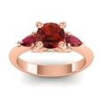 thumbnail image 1 of 2.50 Carat Stylish Round Cut Garnet & Red Ruby Gemstone 3-Stone Wedding Ring for her Solid 14K Rose Gold Size 4 by Diamond-Capitals, 1 of 8