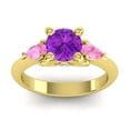 thumbnail image 1 of 2.50 Carat Unique Round Cut Blue Sapphire & Pink Sapphire Gemstone Engagement Ring for Women Solid 14K Yellow Gold Size 7.5 by Diamond-Capitals, 1 of 8