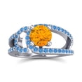 thumbnail image 1 of 2.50 Carat Unique Round Cut Citrine & Blue Topaz Gemstone Anniversary Ring for Women Solid 18K White Gold Size 3 by Diamond-Capitals, 1 of 8