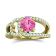 thumbnail image 1 of 2.50 Carat Unique Round Cut Pink Sapphire & Aquamarine Gemstone Bridal Ring for her 18K Yellow Gold Size 6.5 by Diamond-Capitals, 1 of 8