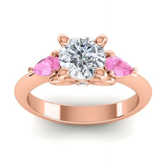 2.50 Carat Unique Round Shape (F-G/VS1) Natural Diamond Pink Sapphire Gemstone Ring for Engagement 14K Rose Gold Size 9.5 by Diamond Capitals