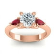 thumbnail image 1 of 2.50 Carat Unique Round Shape (F-G/VS1) Natural Diamond & Red Ruby Gemstone Ring for Engagement 14K Rose Gold Size 9.5 by Diamond Capitals, 1 of 8