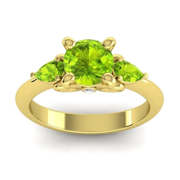2.50 Carat Unique Round Shape Peridot Gemstone Three Stone Ring for Wedding 14K Yellow Gold Size 9.5 by Diamond-Capitals