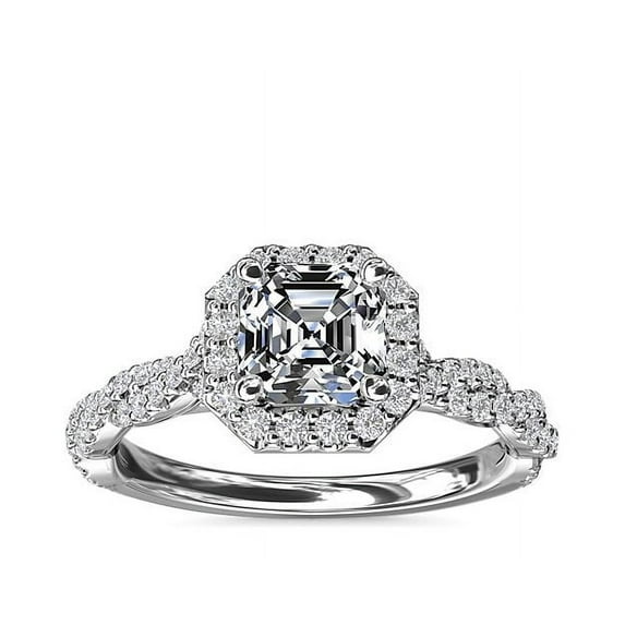2.50 Ct Asscher Cut Moissanite Elegant Engagement Ring for Fiancee 18K White Gold Size 6 by Caratup