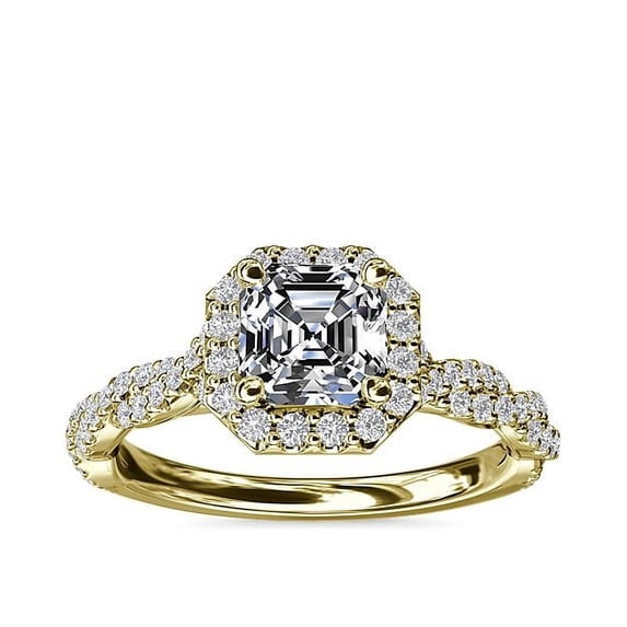 2.50 Ct Asscher Cut Moissanite Unique Ring for Wedding Gift Solid 14K Yellow Gold Size 7.5 by Caratup