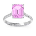 thumbnail image 1 of 2.50 Ct Emerald Cut Pink Sapphire Gemstone Stunning Solitaire Wedding Ring for her Solid 14K White Gold Size 6.5 by Diamond-Capitals, 1 of 8