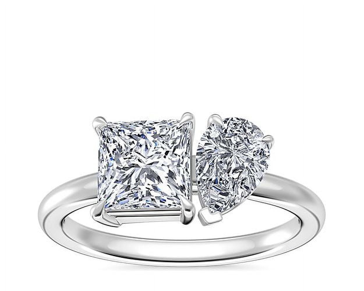 Princess And Pear Two Stone Engagement Ring