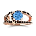 thumbnail image 1 of 2.50 Ct Latest Round Shape Blue Topaz & Black Onyx Gemstone Anniversary Ring for Ladies Solid 18K Rose Gold Size 3.5 by Diamond-Capitals, 1 of 8