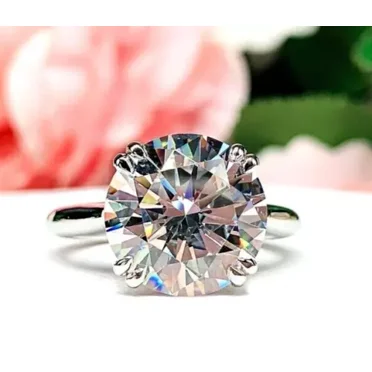 2.50 Ct Off White Diamond Solitaire Ring, 925 Silver, Double Prongs