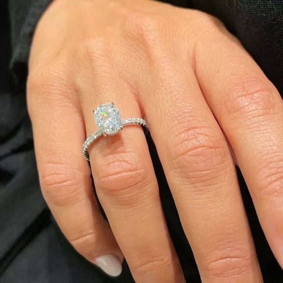 2.50 Ct Oval Cut Diamond Lab Created Women's Engagement Ring 14K White Gold Plated Silver