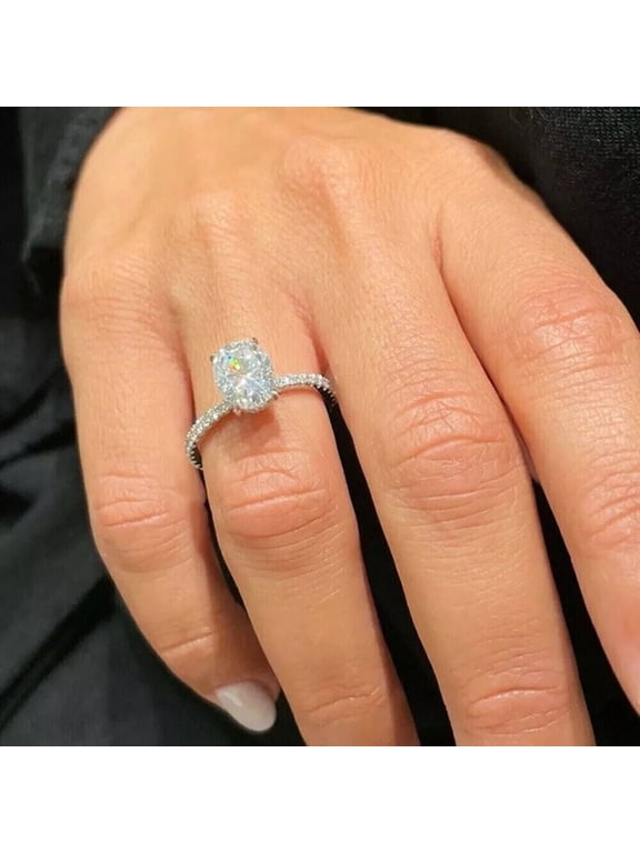2.50 Ct Oval Cut Diamond Lab Created Women's Engagement Ring 14K White Gold Plated Silver