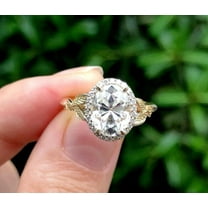 2.50 Ct Oval Cut Lab-Created Diamond Halo Engagement Ring 14K Yellow Gold Plated Sterling Silver