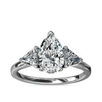 2.50 Ct Pear Cut Moissanite Unique 3 Stone Engagement Ring for her Solid 14K White Gold Size 7 by Diamond-Capitals