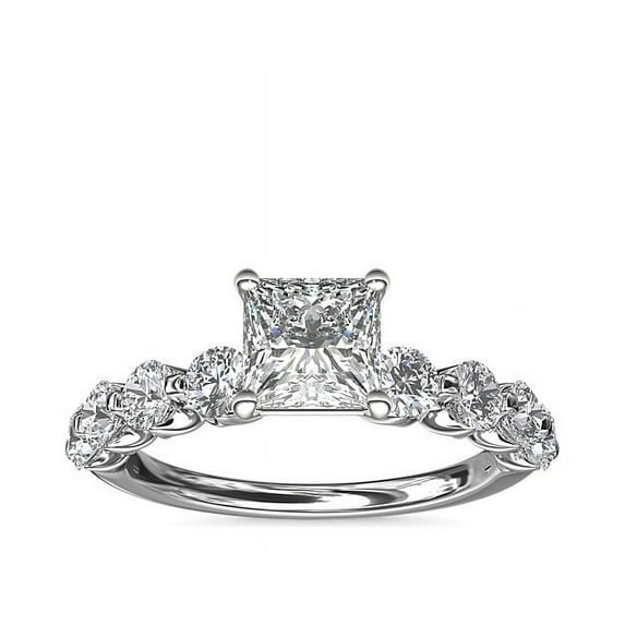 2.50 Ct Princess Cut Sparkle (D/VVS1) Moissanite Engagement Ring for her Solid 14K White Gold Ring Size 6.5 Fine Jewelry by Diamond-Capitals