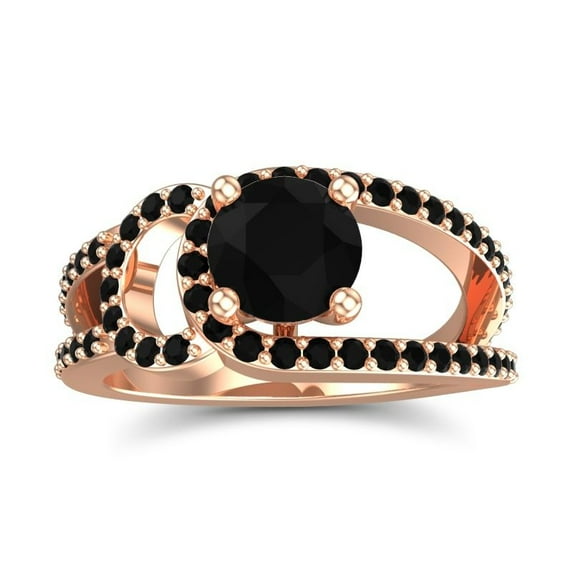 2.50 Ct Round Cut Black Onyx Gemstone Sparkle Engagement Ring for Ladies 14K Rose Gold Size 3 by Diamond-Capitals