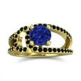 thumbnail image 1 of 2.50 Ct Round Cut Blue Sapphire & Black Onyx Gemstone Wonderful Wedding Ring for Women 14K Yellow Gold Size 3 by Diamond-Capitals, 1 of 8