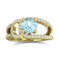 thumbnail image 1 of 2.50 Ct Round Cut Natural Diamond (F-G/VS1) & Aquamarine Gemstone Shiny Wedding Ring for her 14K Yellow Gold Size 3 by Diamond-Capitals, 1 of 8