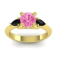 thumbnail image 1 of 2.50 Ct Round Cut Pink Sapphire & Black Onyx Gemstone Unique Ring for Birthday Gift Solid 14K Yellow Gold Size 10 by Diamond-Capitals, 1 of 8