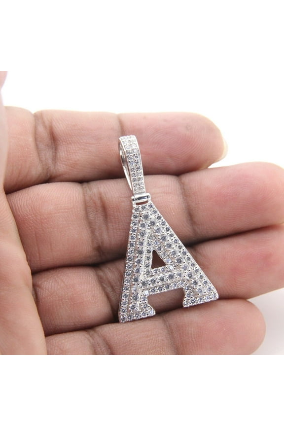 2.50 Ct Round Cut Simulated Diamond 925 Silver Alphabet Initial Letter A Pendant