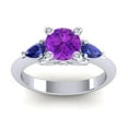 thumbnail image 1 of 2.50 Ct Round Shape Amethyst & Blue Sapphire Gemstone Stunning Engagement Ring for her Solid 14K White Gold Size 6.5 by Diamond-Capitals, 1 of 8