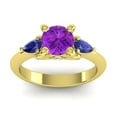 thumbnail image 1 of 2.50 Ct Round Shape Amethyst & Blue Sapphire Gemstone Trendy Anniversary Ring for her Solid 14K Yellow Gold Size 6.5 by Diamond-Capitals, 1 of 8