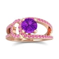 thumbnail image 1 of 2.50 Ct Round Shape Amethyst & Pink Sapphire Gemstone Sparkle Engagement Ring for Ladies Solid 14K Rose Gold Size 3.5 by Diamond-Capitals, 1 of 8