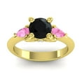 thumbnail image 1 of 2.50 Ct Round Shape Black Onyx & Pink Sapphire Gemstone Beautiful Wedding Ring for Ladies Solid 14K Yellow Gold Size 3.5 by Diamond-Capitals, 1 of 8