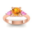 thumbnail image 1 of 2.50 Ct Round Shape Citrine & Pink Sapphire Gemstone Unique Wedding Ring for Women Solid 14K Rose Gold Size 3.5 by Diamond-Capitals, 1 of 8
